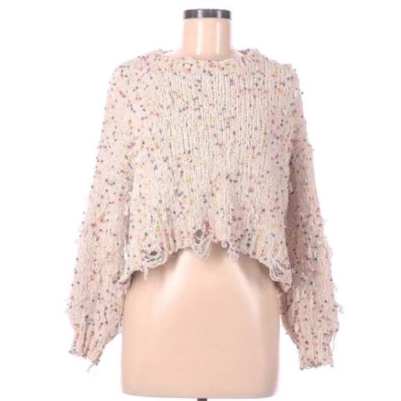Entro Womens Sweater Cropped Knit Long Sleeve Rainbow Confetti Medium - Picture 1 of 9